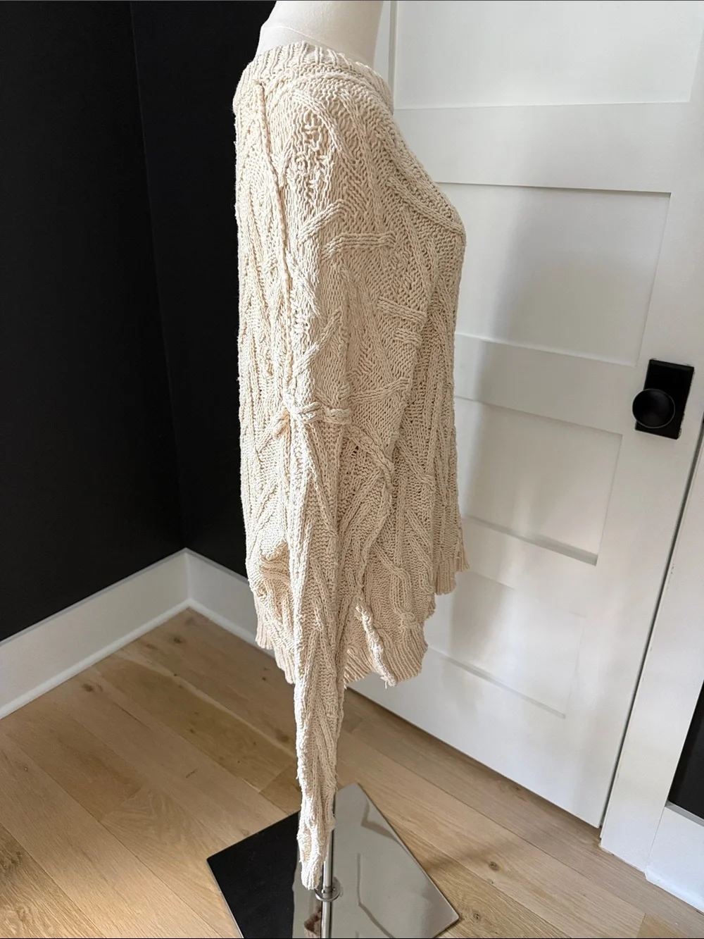 Free People Chunky Cable Knit Crew Sweater - Cream